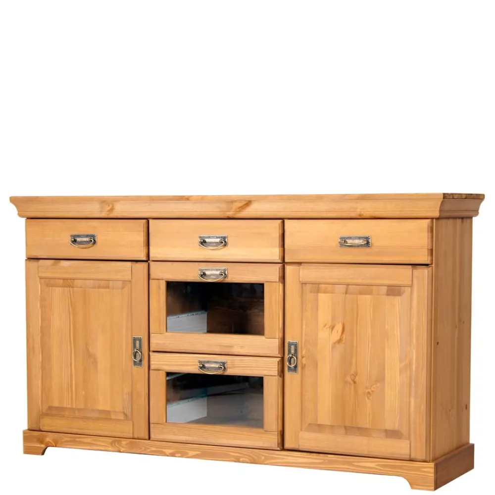 Wohnen Sideboards<145x84x40 Kommode aus Holz mit Glas - Arendu