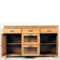 Wohnen Sideboards<145x84x40 Kommode aus Holz mit Glas - Arendu
