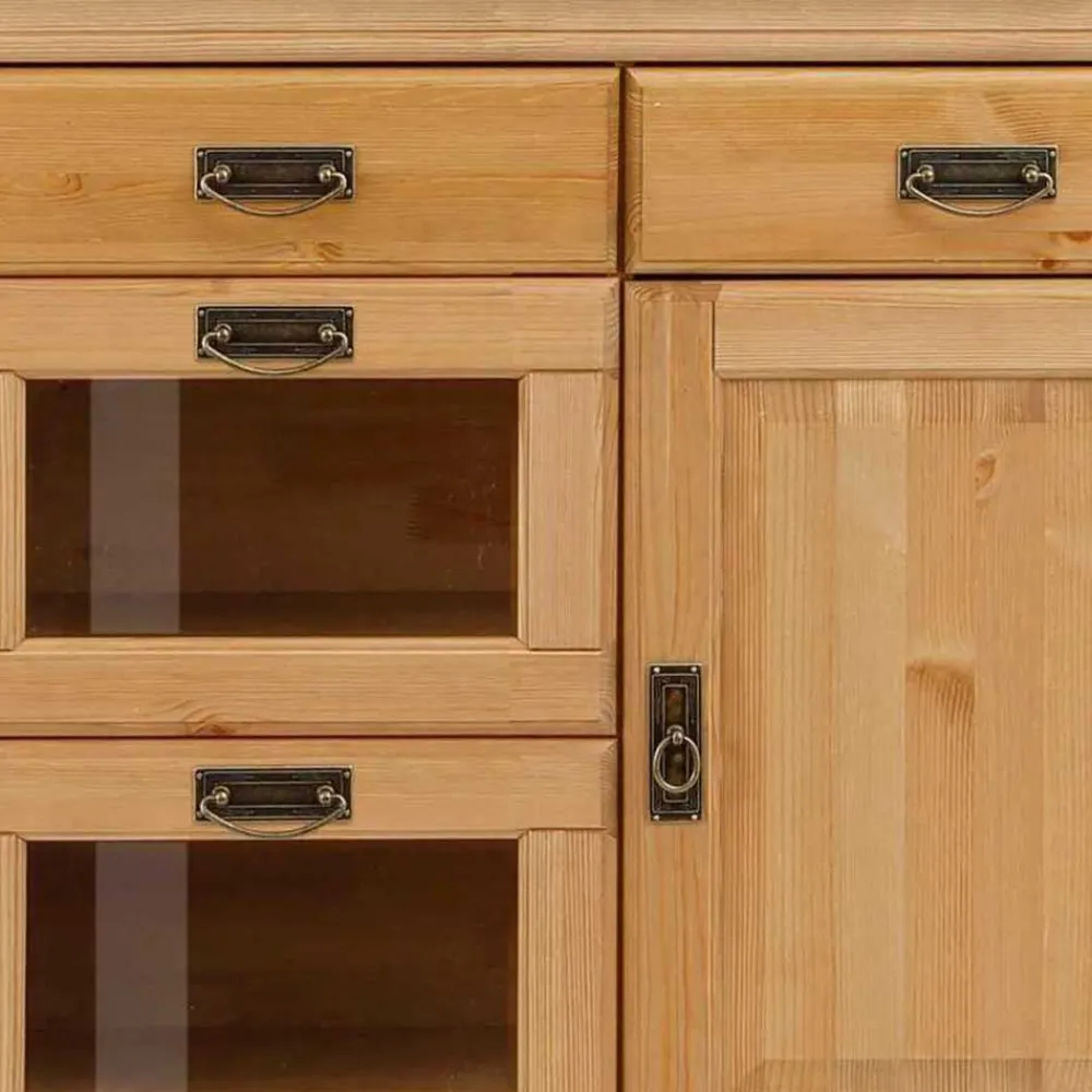 Wohnen Sideboards<145x84x40 Kommode aus Holz mit Glas - Arendu