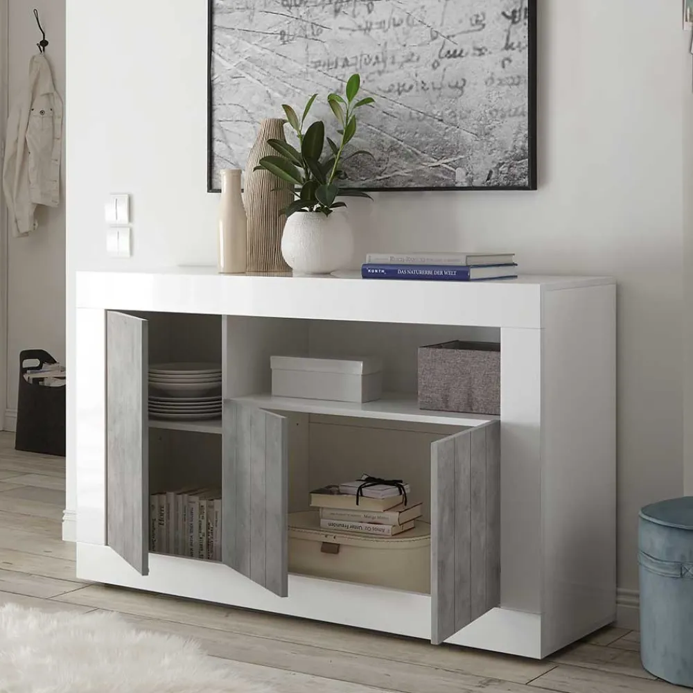 Wohnen Sideboards<138x86x43 Kommode in Dekor Beton - Niris