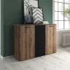 Wohnen Sideboards<132x93x38 Kommode in Eiche Dunkel & Schwarz - Ceusenia