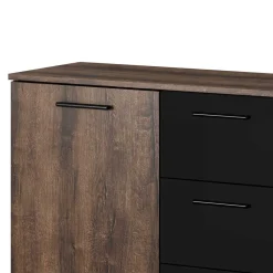 Wohnen Sideboards<132x93x38 Kommode in Eiche Dunkel & Schwarz - Ceusenia