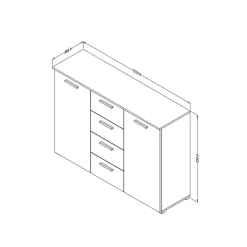 Wohnen Sideboards<132x93x38 Kommode in Eiche Dunkel & Schwarz - Ceusenia