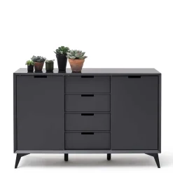 Wohnen Sideboards<137x92x40 Kommode in Grau & Weiß - Vadids
