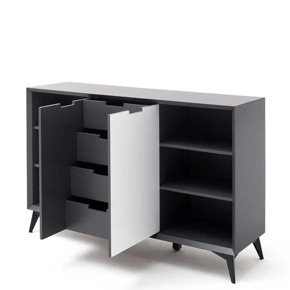 Wohnen Sideboards<137x92x40 Kommode in Grau & Weiß - Vadids