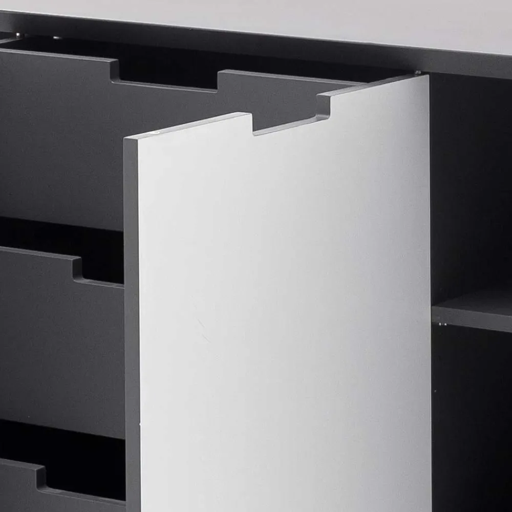 Wohnen Sideboards<137x92x40 Kommode in Grau & Weiß - Vadids