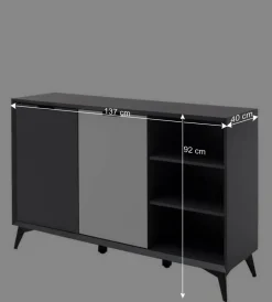 Wohnen Sideboards<137x92x40 Kommode in Grau & Weiß - Vadids