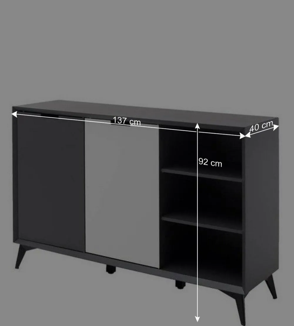 Wohnen Sideboards<137x92x40 Kommode in Grau & Weiß - Vadids