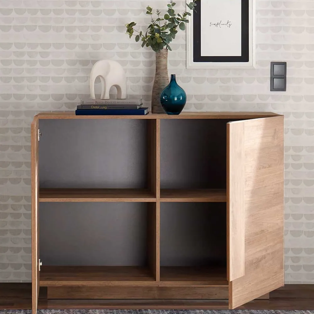 Wohnen Sideboards<121x90x44 Kommode in Holzoptik mit Doppeltür - Basento