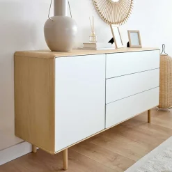 Wohnen Sideboards<150x78x42 Kommode in Lichtgrau & Esche - Tadahiro