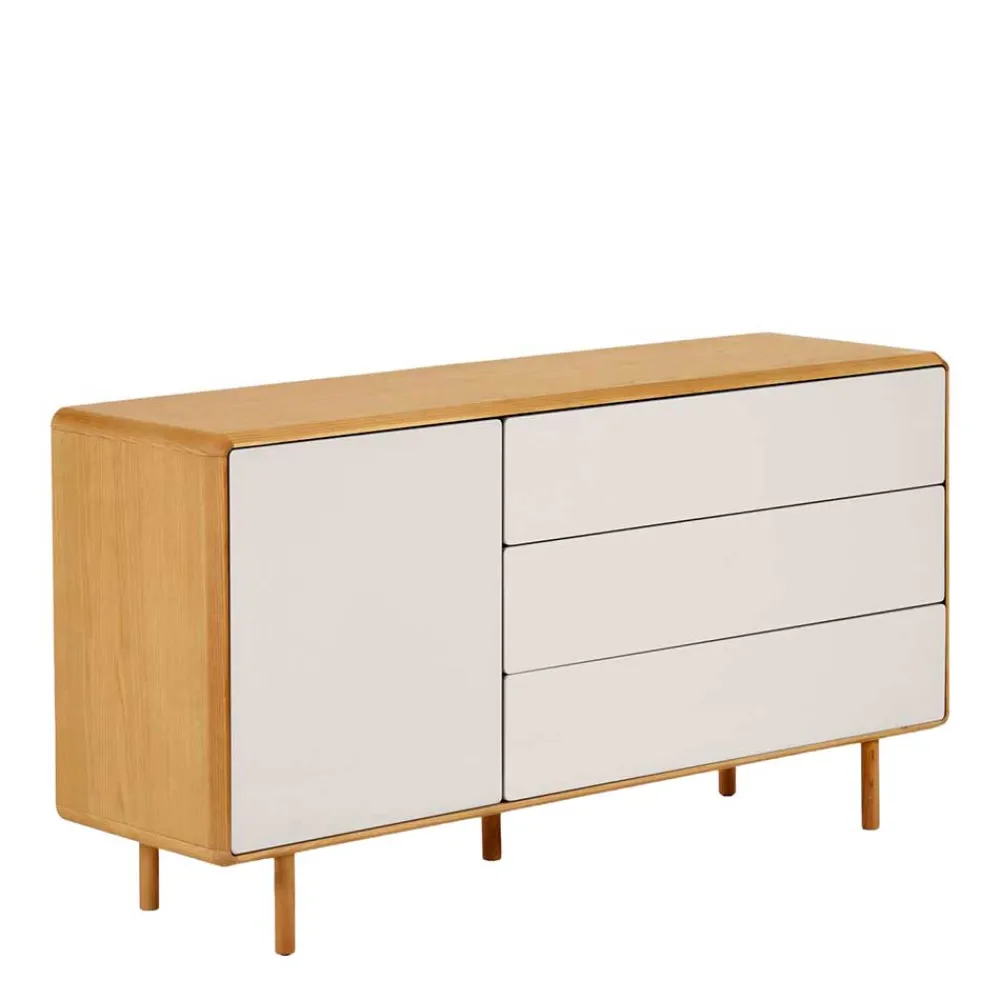 Wohnen Sideboards<150x78x42 Kommode in Lichtgrau & Esche - Tadahiro