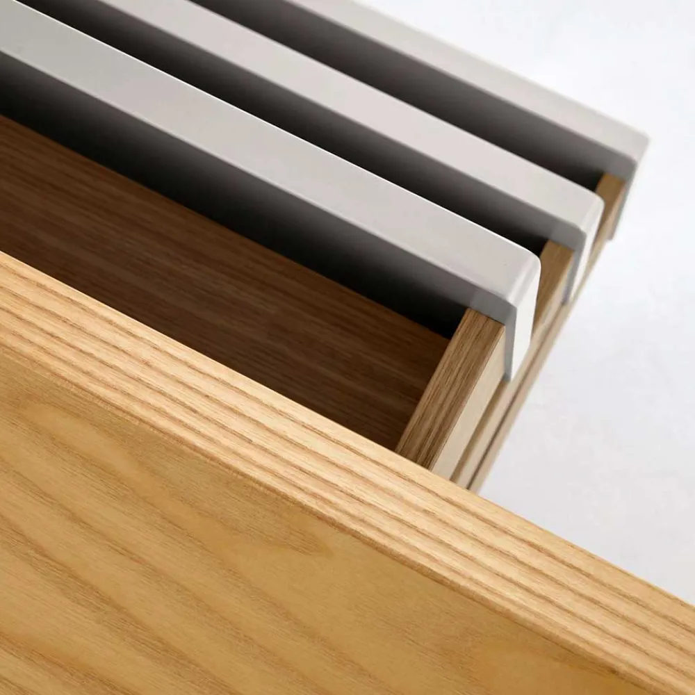 Wohnen Sideboards<150x78x42 Kommode in Lichtgrau & Esche - Tadahiro