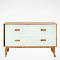 Wohnen Sideboards<123x77x50 Kommode in Weiß & Eiche - Julecas