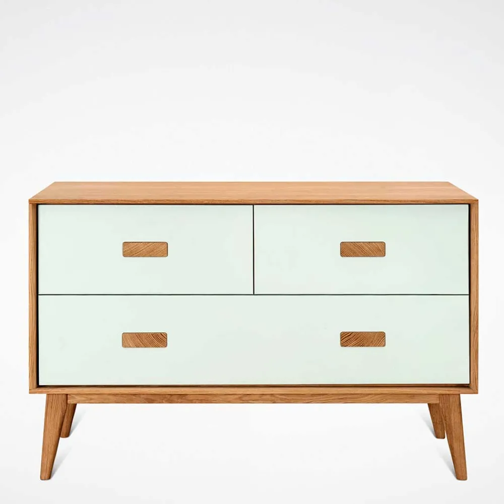 Wohnen Sideboards<123x77x50 Kommode in Weiß & Eiche - Julecas