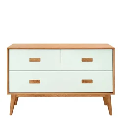 Wohnen Sideboards<123x77x50 Kommode in Weiß & Eiche - Julecas
