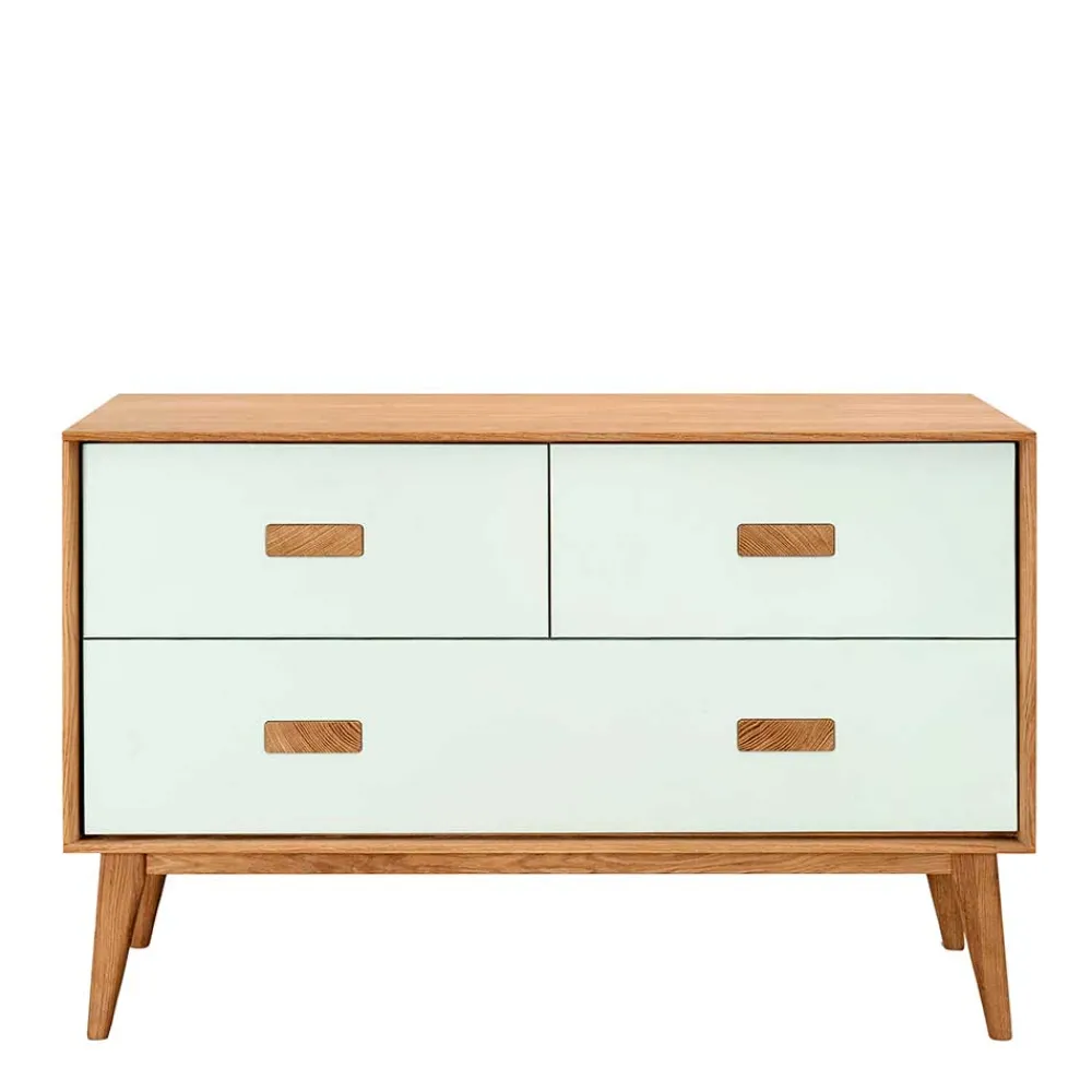 Wohnen Sideboards<123x77x50 Kommode in Weiß & Eiche - Julecas