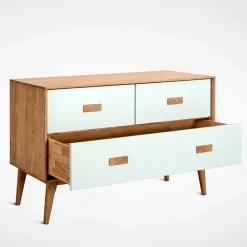 Wohnen Sideboards<123x77x50 Kommode in Weiß & Eiche - Julecas