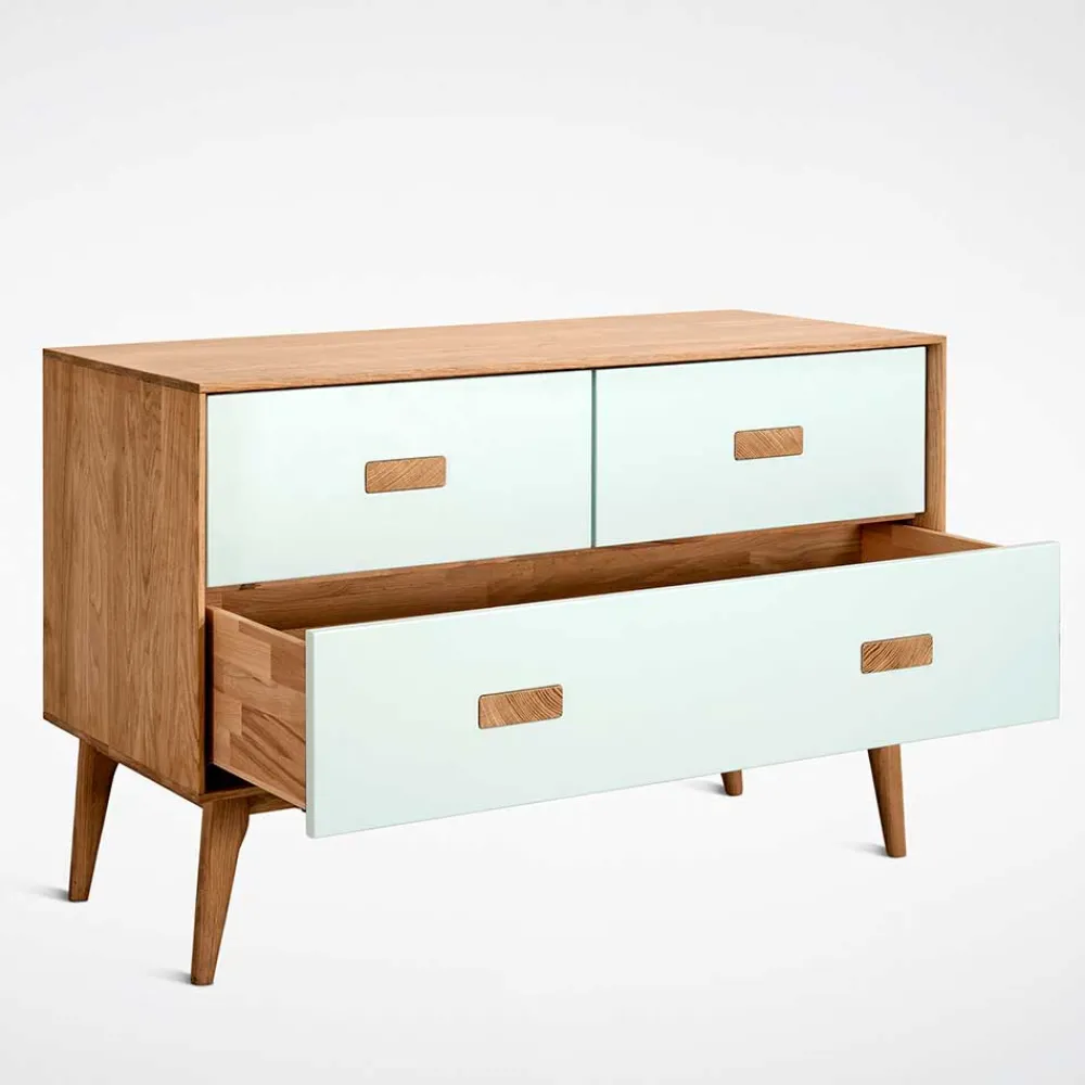 Wohnen Sideboards<123x77x50 Kommode in Weiß & Eiche - Julecas