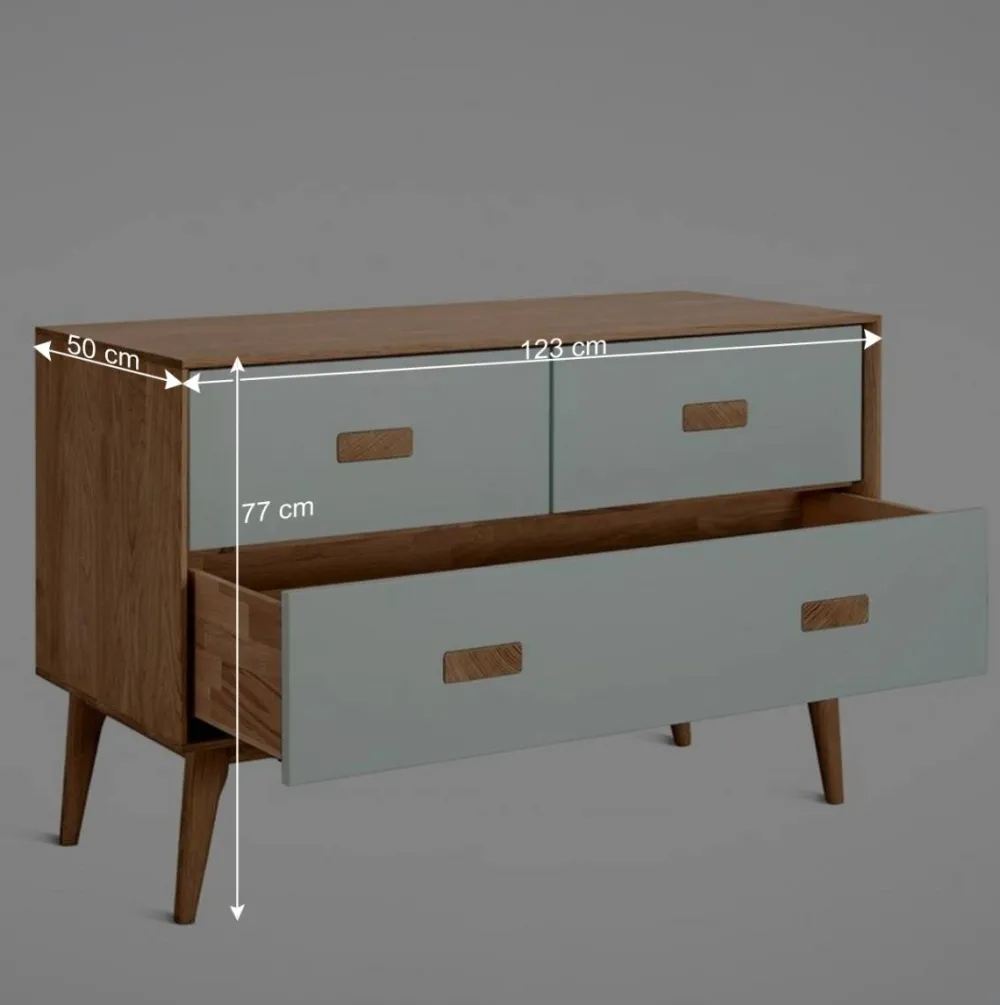 Wohnen Sideboards<123x77x50 Kommode in Weiß & Eiche - Julecas