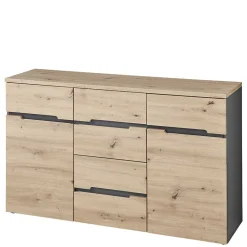 Wohnen Sideboards<135x82x38 Kommode in Wildeiche NB & Grau - Kuetra