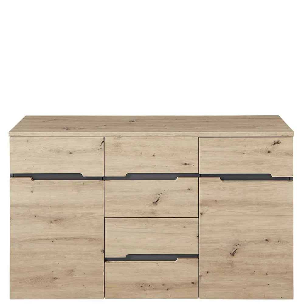 Wohnen Sideboards<135x82x38 Kommode in Wildeiche NB & Grau - Kuetra