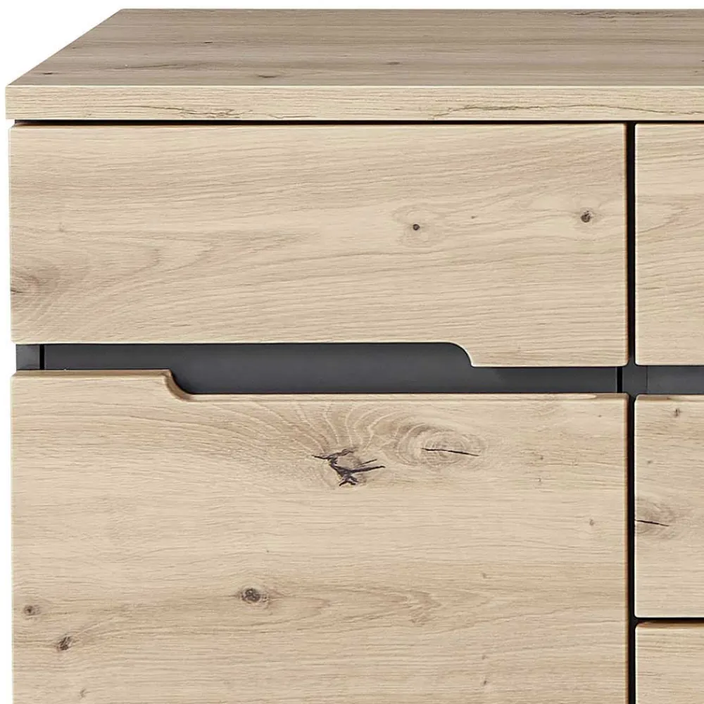 Wohnen Sideboards<135x82x38 Kommode in Wildeiche NB & Grau - Kuetra