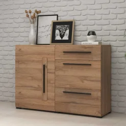 Wohnen Sideboards<120x86x39 Kommode mit drei Schubladen & Tür - Aberdeen