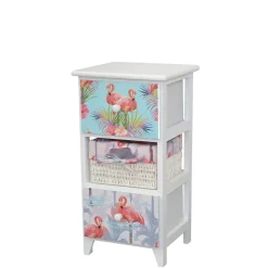 Wohnen Kommoden<30x58x30 Kommode mit Flamingo Stoff - Gracelino