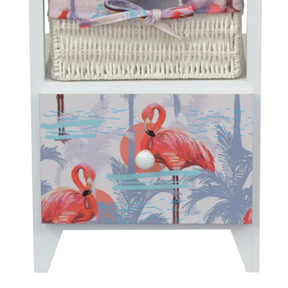 Wohnen Kommoden<30x58x30 Kommode mit Flamingo Stoff - Gracelino