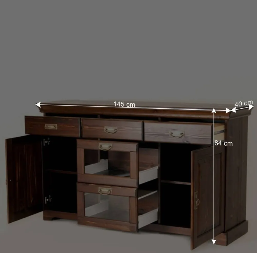 Wohnen Sideboards<145x84x40 Kommode mit Glas im Kolonialstil - Jurcavs
