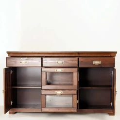 Wohnen Sideboards<145x84x40 Kommode mit Glas im Kolonialstil - Jurcavs