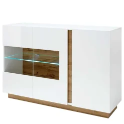 Wohnen Sideboards<138x91x40 Kommode mit Glas 3-türig - Myrda