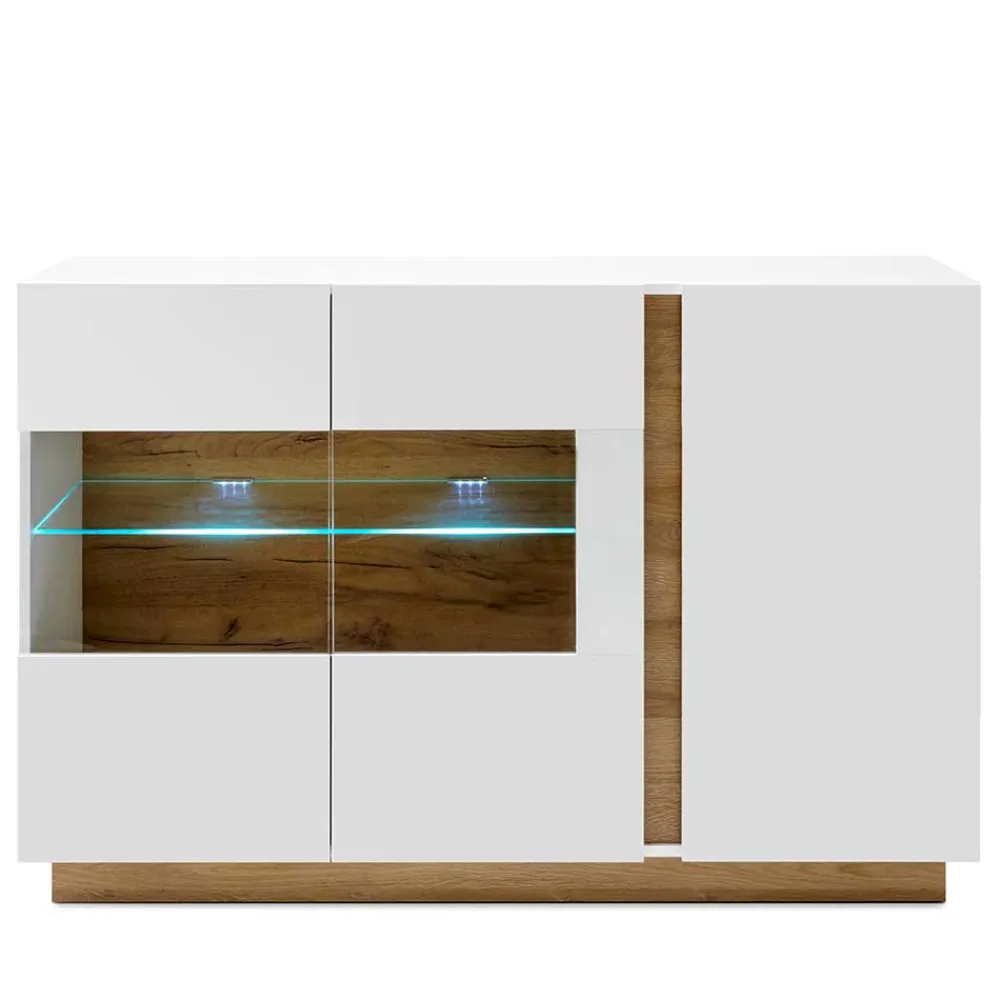 Wohnen Sideboards<138x91x40 Kommode mit Glas 3-türig - Myrda