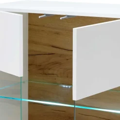Wohnen Sideboards<138x91x40 Kommode mit Glas 3-türig - Myrda