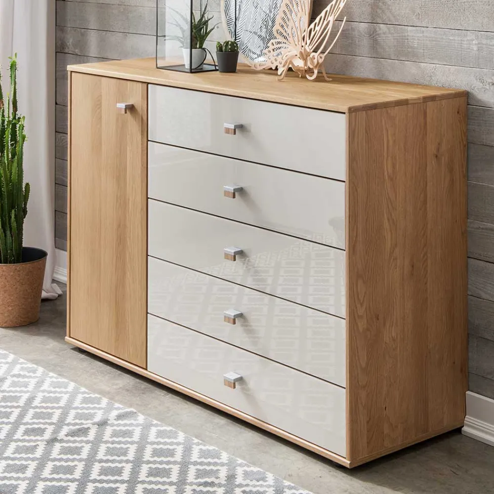Wohnen Sideboards<120x86x43 Kommode mit Tür & 5 Schubladen - Emdsiva