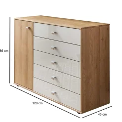 Wohnen Sideboards<120x86x43 Kommode mit Tür & 5 Schubladen - Emdsiva