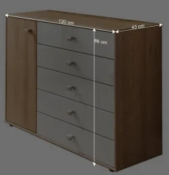 Wohnen Sideboards<120x86x43 Kommode mit Tür & 5 Schubladen - Emdsiva