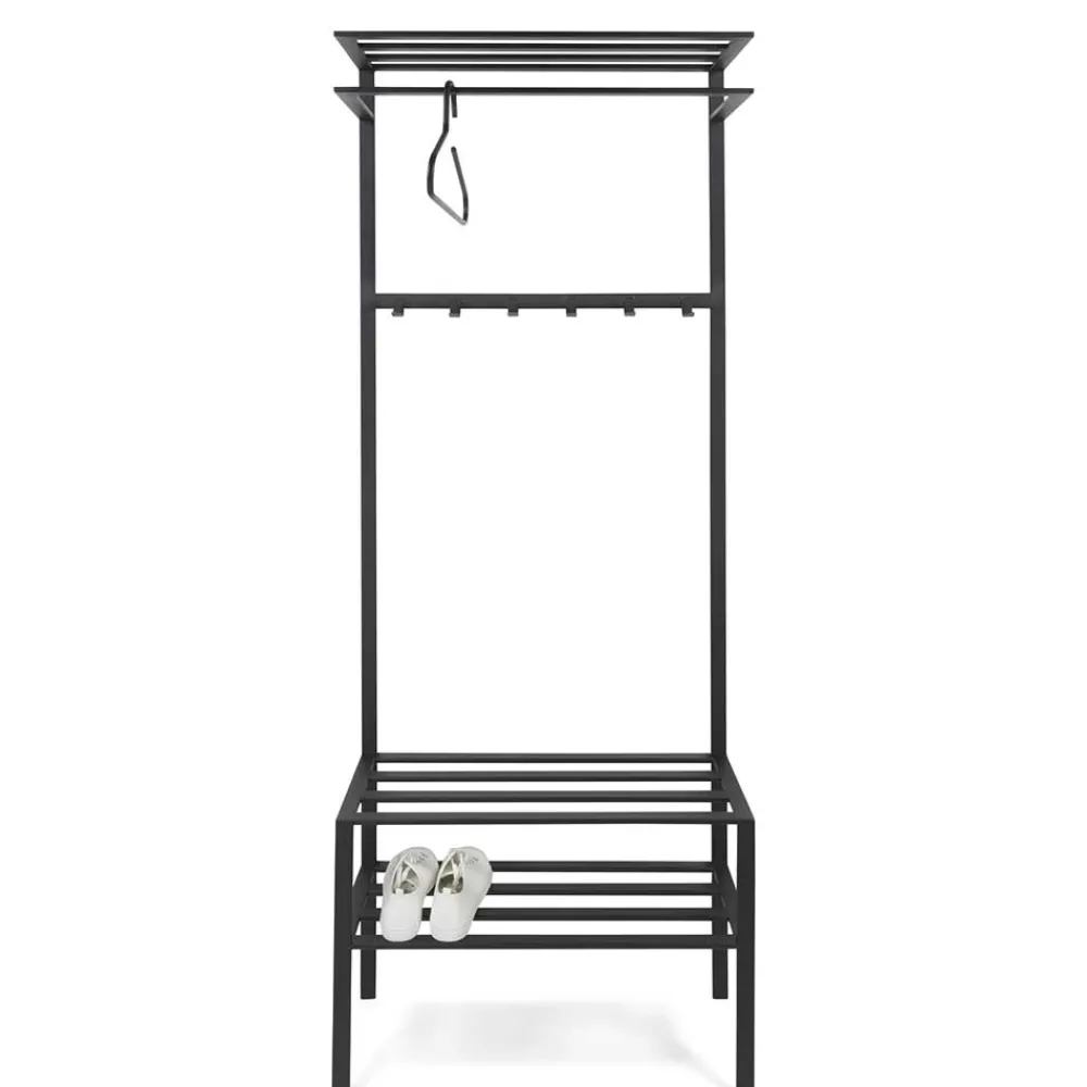 Wohnen Garderoben<70x178x29 Kompaktgarderobe aus Stahl in Schwarz - Cellja