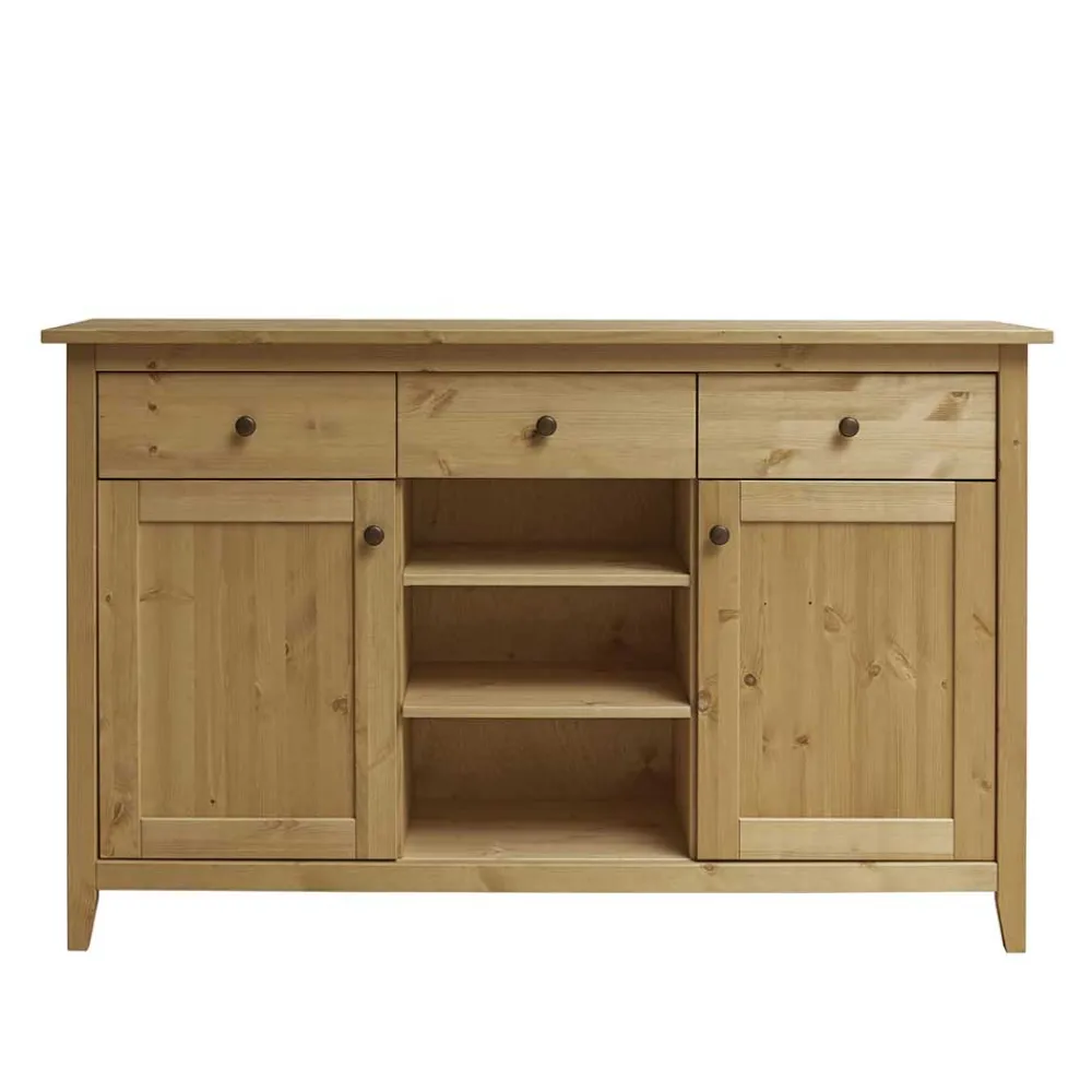 Wohnen Sideboards<144x91x40 Landhaus Anrichte aus Kiefer Massivholz - Krems
