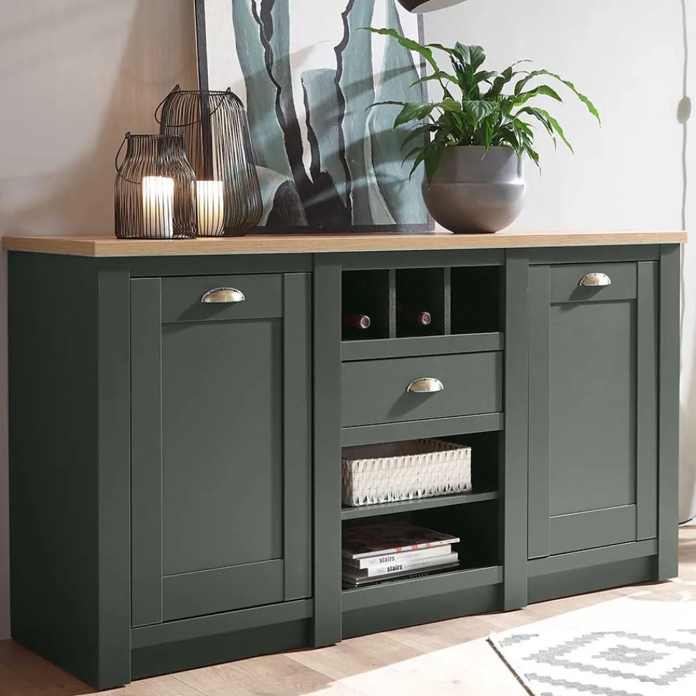 Wohnen Sideboards<152x83x45 Landhaus Anrichte in Graugrün - Eylan