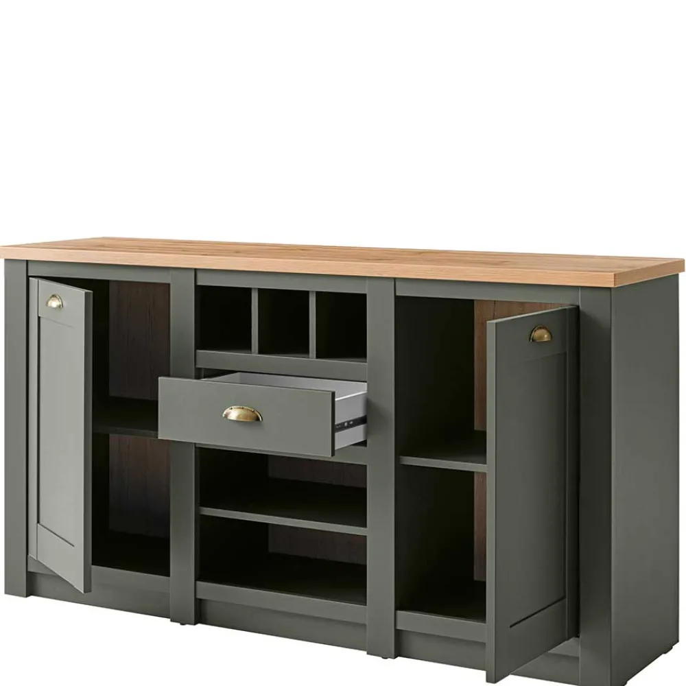 Wohnen Sideboards<152x83x45 Landhaus Anrichte in Graugrün - Eylan