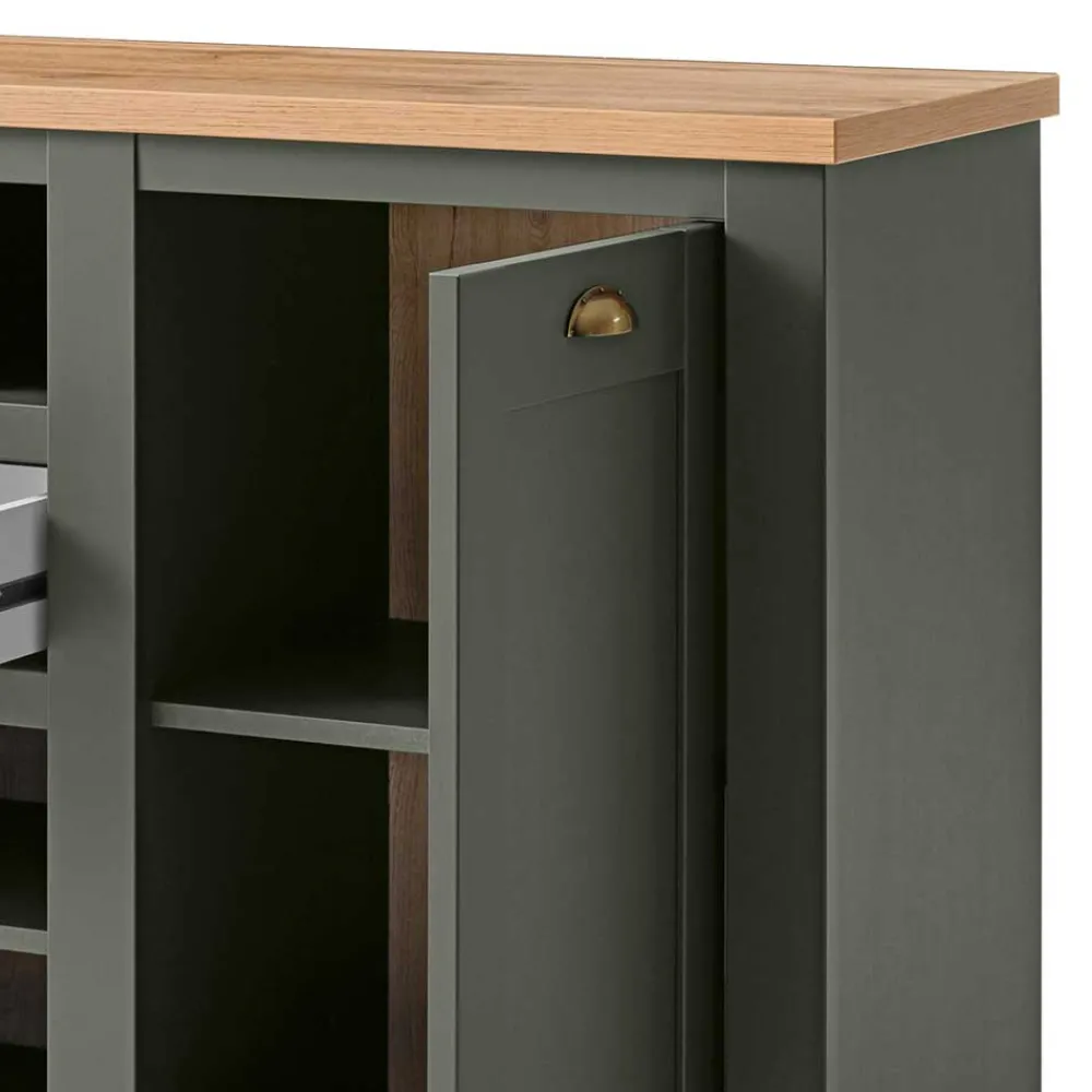 Wohnen Sideboards<152x83x45 Landhaus Anrichte in Graugrün - Eylan