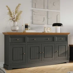 Wohnen Sideboards<167x85x45 Landhaus Anrichte in Grau & Eiche - Witenga