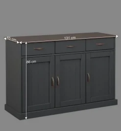 Wohnen Sideboards<131x86x45 Landhaus Anrichte in Grau & Braun - Nepplan