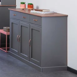 Wohnen Sideboards<131x86x45 Landhaus Anrichte in Grau & Braun - Nepplan