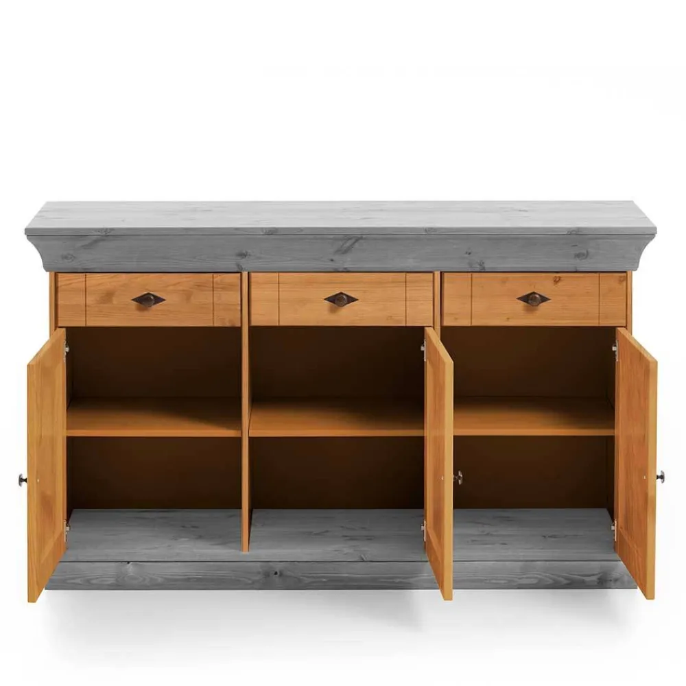 Wohnen Sideboards<144x84x45 Landhaus Anrichte mit drei Schubladen - Eshelas I