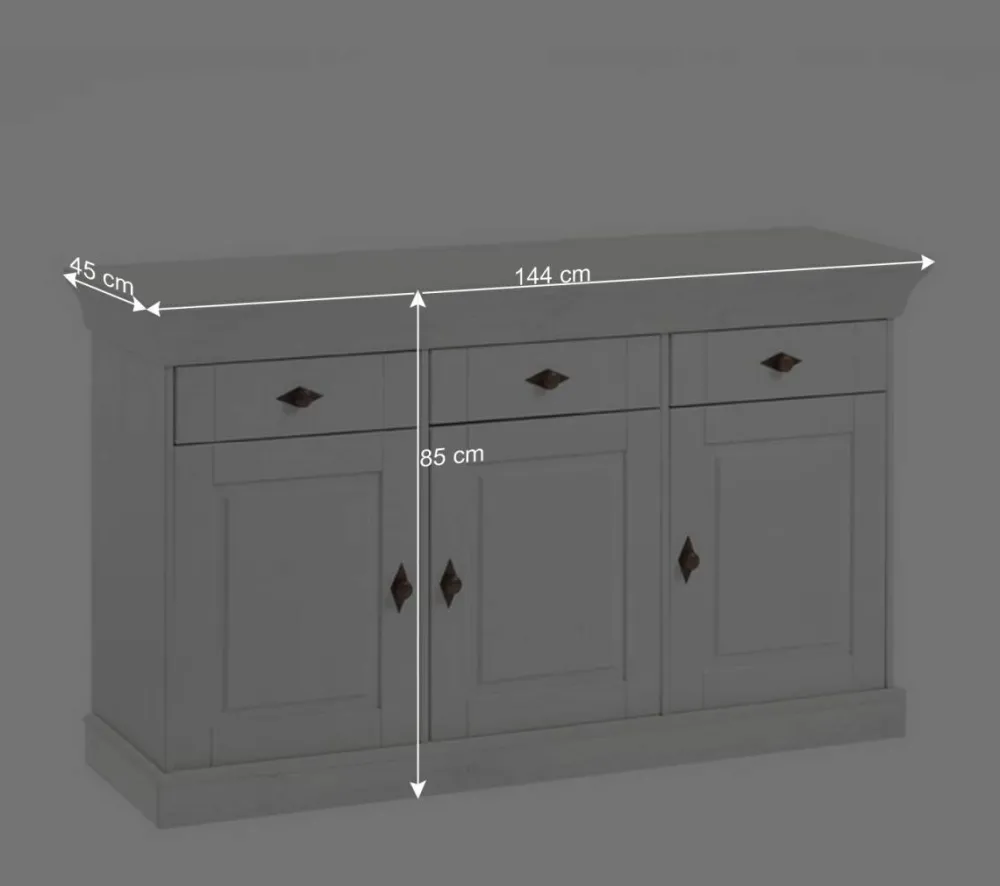 Wohnen Sideboards<144x84x45 Landhaus Anrichte mit drei Schubladen - Eshelas I