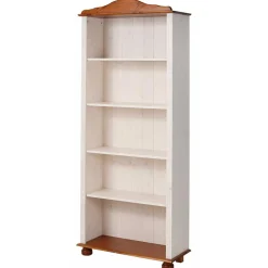 Wohnen Regale|Vitrinen<77x181x30 Landhaus Bücherregal aus Kiefer zweifarbig - Conzina