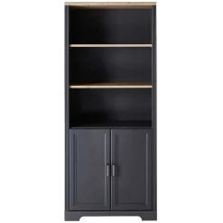 Wohnen Regale<86x204x38 Landhaus Büroregal in Grau & Eiche - Joe