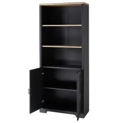 Wohnen Regale<86x204x38 Landhaus Büroregal in Grau & Eiche - Joe